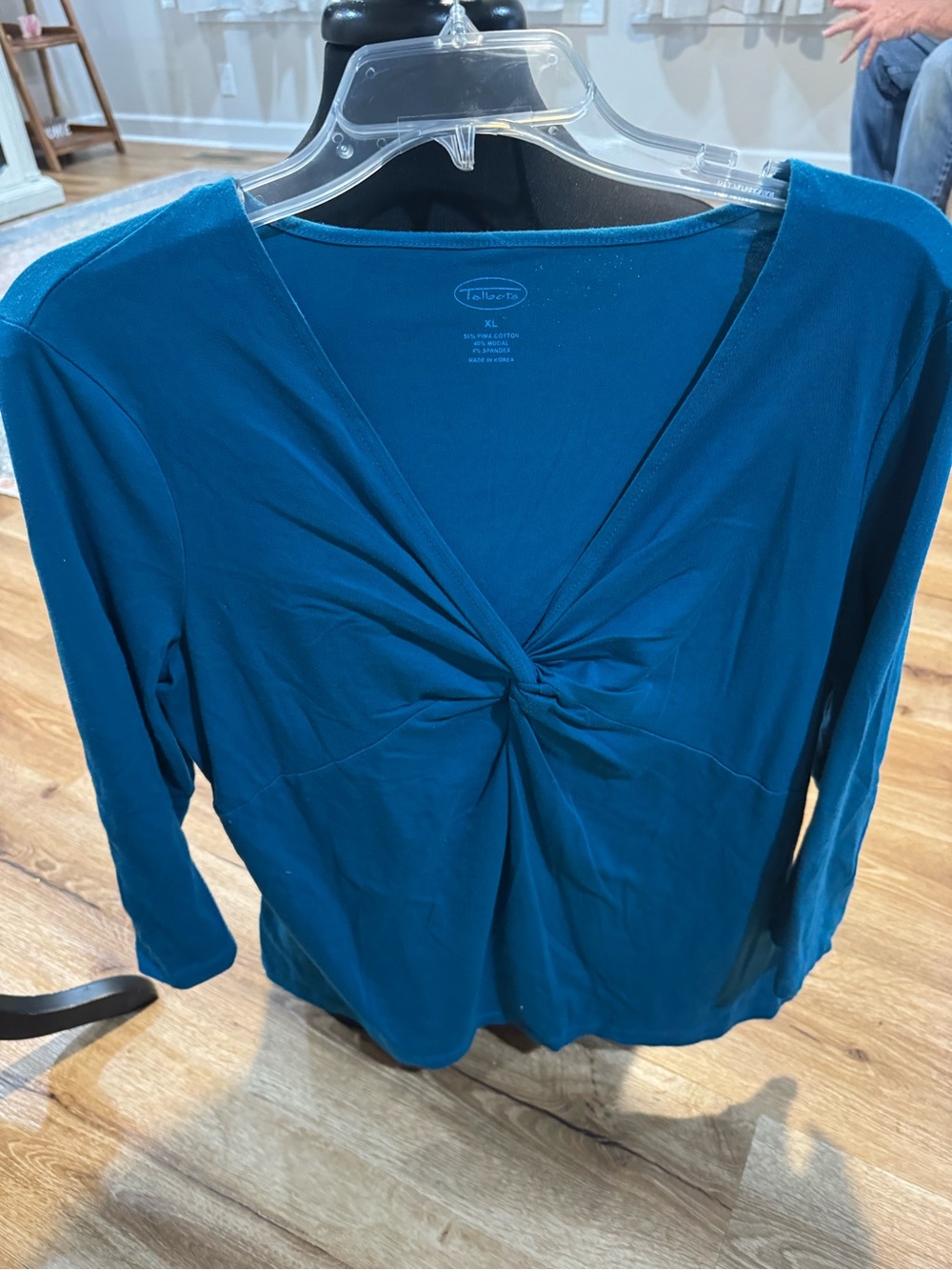 Talbots Teal Twist-Front Long-Sleeve Top - Deep Teal
